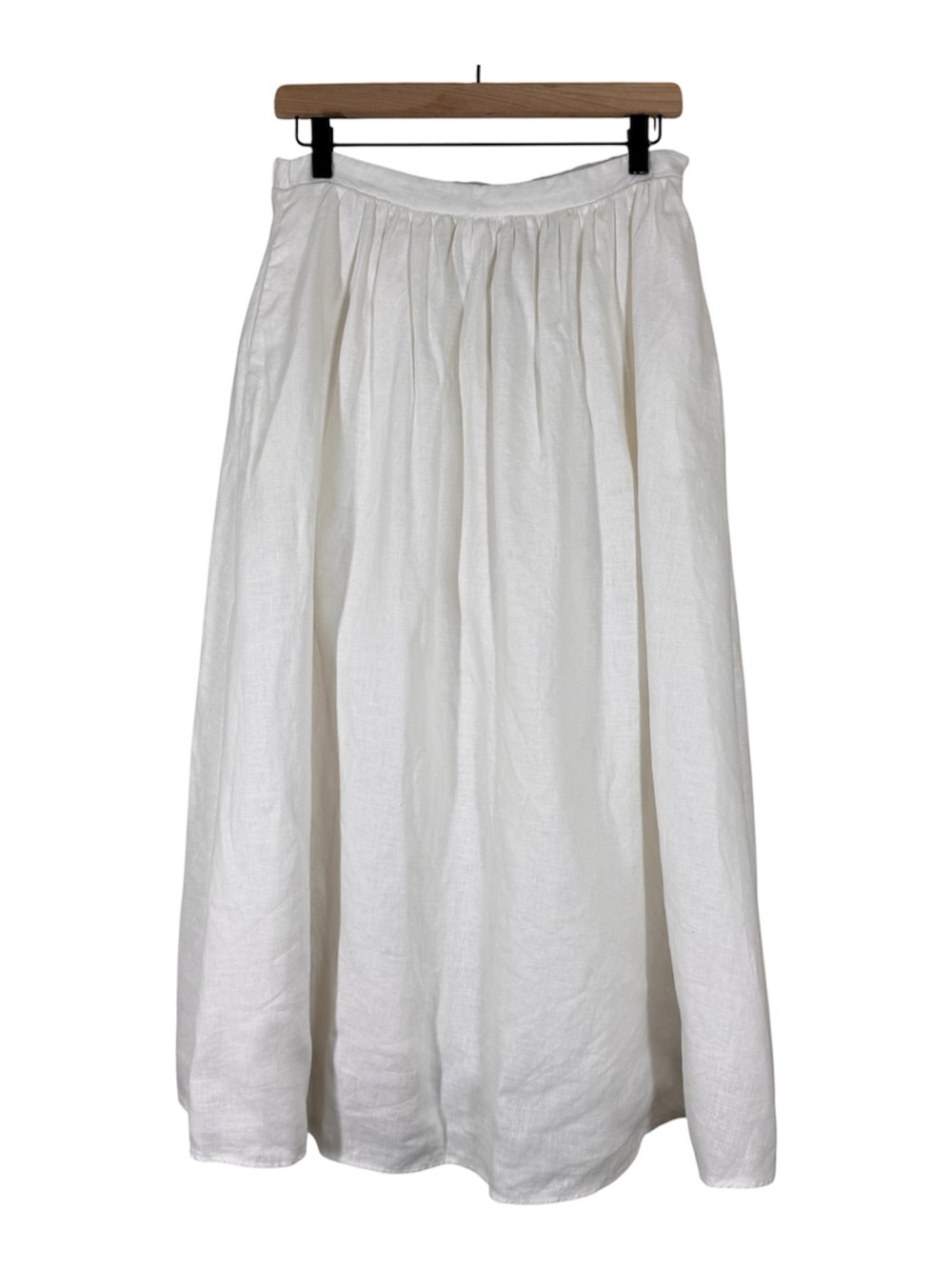 Mango MNG White Linen Maxi Skirt Minimalist Natural Fibers Sustainable Medium